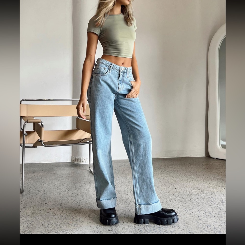 Princess Polly Ollie Straight Leg Jean Light Wash Denim